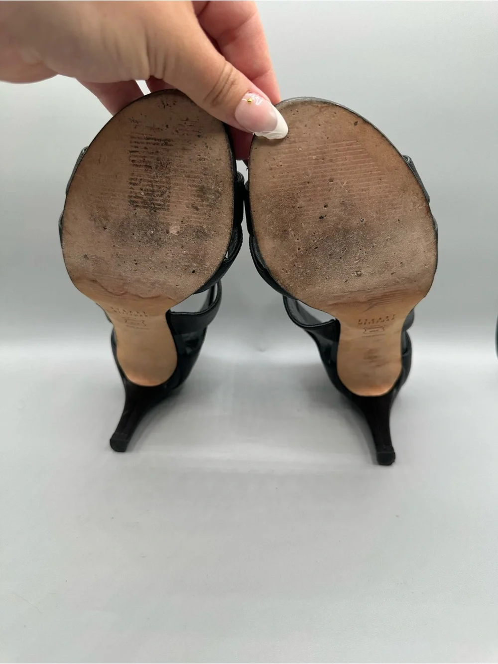 Stuart Weitzman Hugme Stiletto Sandals Leather Cross Cross Women 7 Black
